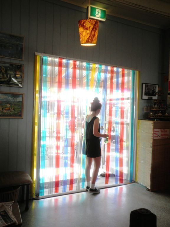 Multi colored PVC Strip curtain in shop